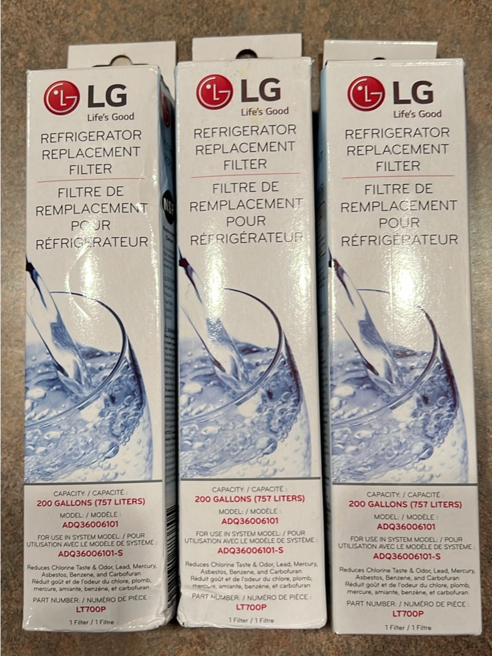 LG Refrigerator Replacement Water Filter - White/Blue (Set of 3)